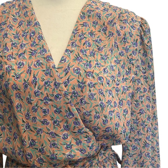 Vintage 80's Alison Peters Blouson Dress Womens Size Large Pink Floral Belted - Picture 3 of 12